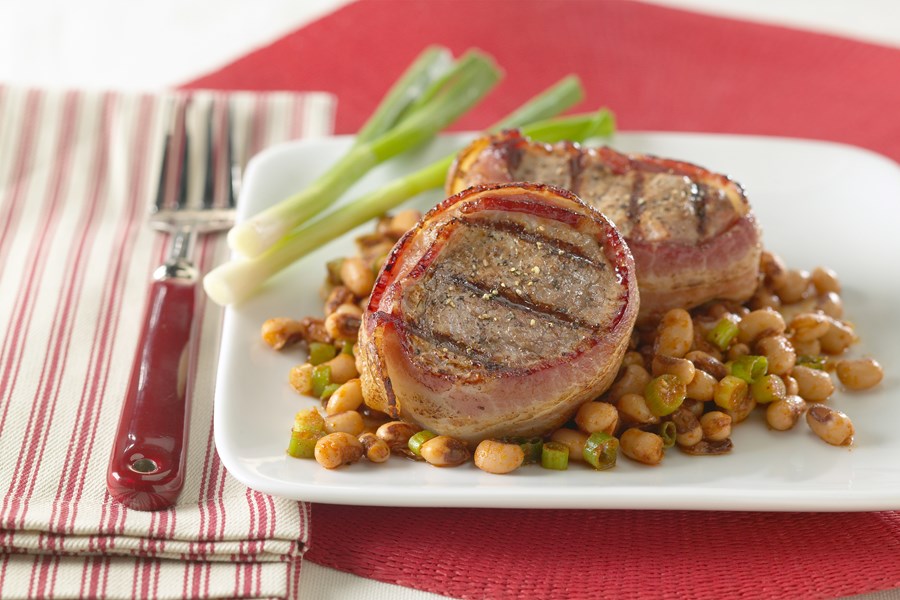 Bacon Wrapped Pork Tenderloin with Texas Caviar