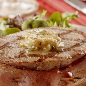 Bacon-Wrapped Pork Chops with Butter